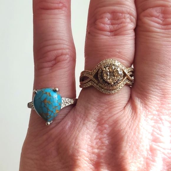DJoy Tear Drop Natural Tourquoise Sterling Silver 925 Ring Stamped Size 6 D'Joy - Picture 7 of 7